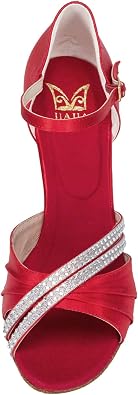 JIAJIA 20524 Women's Satin Sandals Flared Heel Latin Salsa Performance Dance Shoes