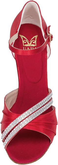 JIAJIA 20524 Women's Satin Sandals Flared Heel Latin Salsa Performance Dance Shoes