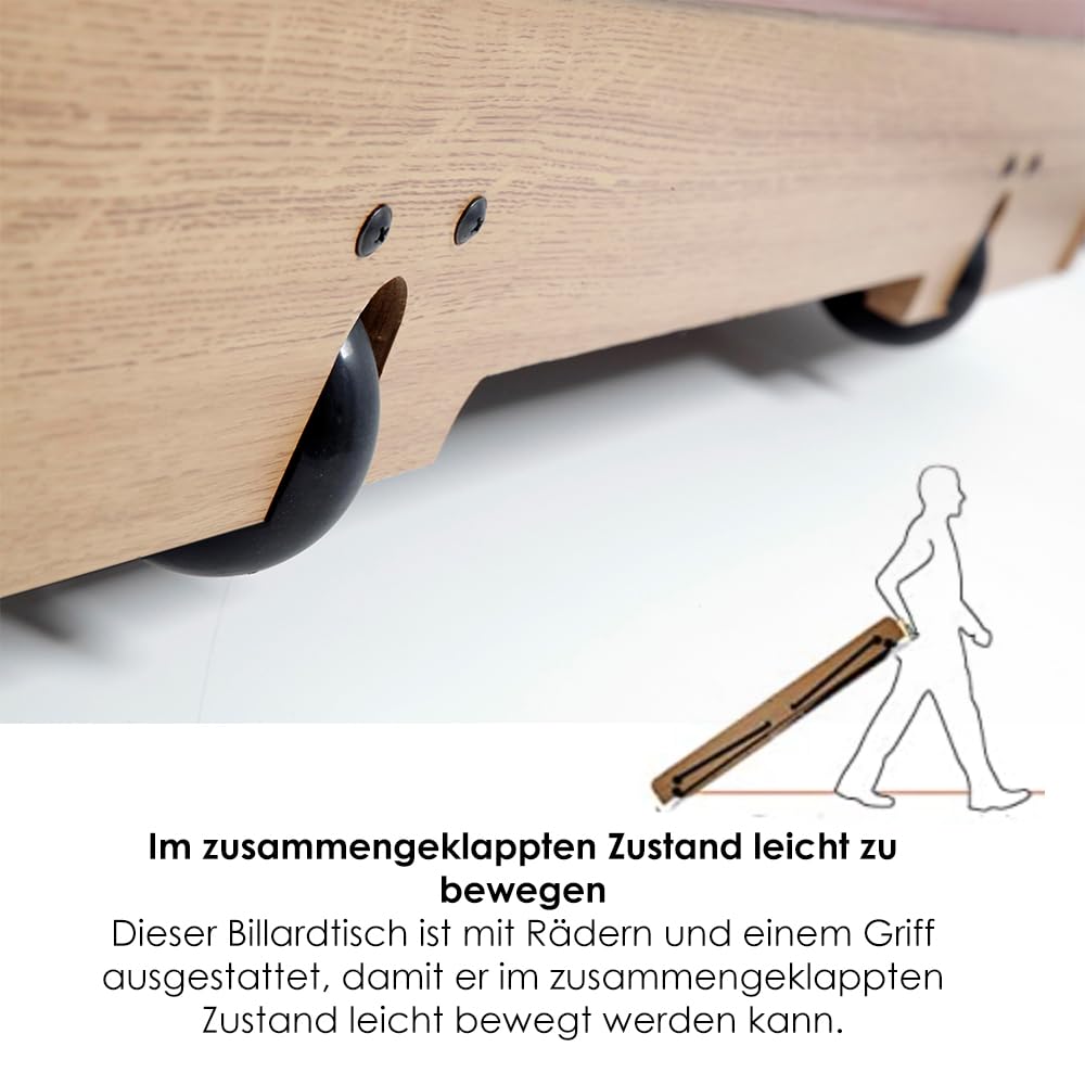 Riley Snooker- und Billardtisch mit W-Bein, 1,8 m, kein Zusammenbau erforderlich, inklusive 2,2 cm Billardkugeln, 1,9 cm Snookerbälle und Queues
