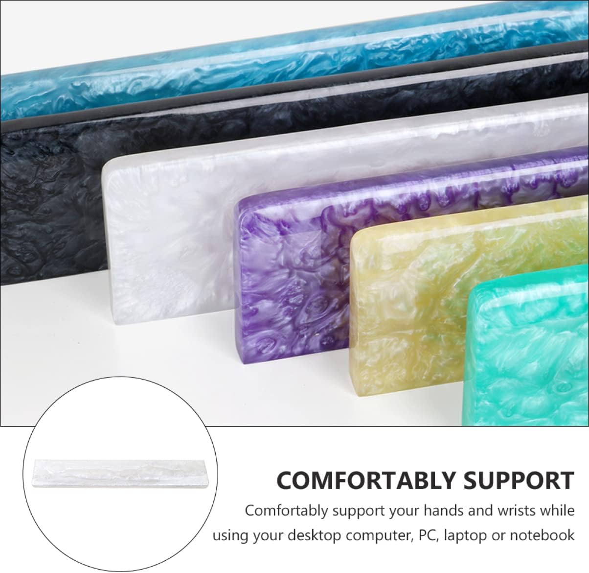 Mobestech Epoxy Resin Keyboard Wrist Rest Ergonomic Support Pad for Lightweight Cushion for Comfortable Typing Desktops and Laptops for Gamers and Office Use