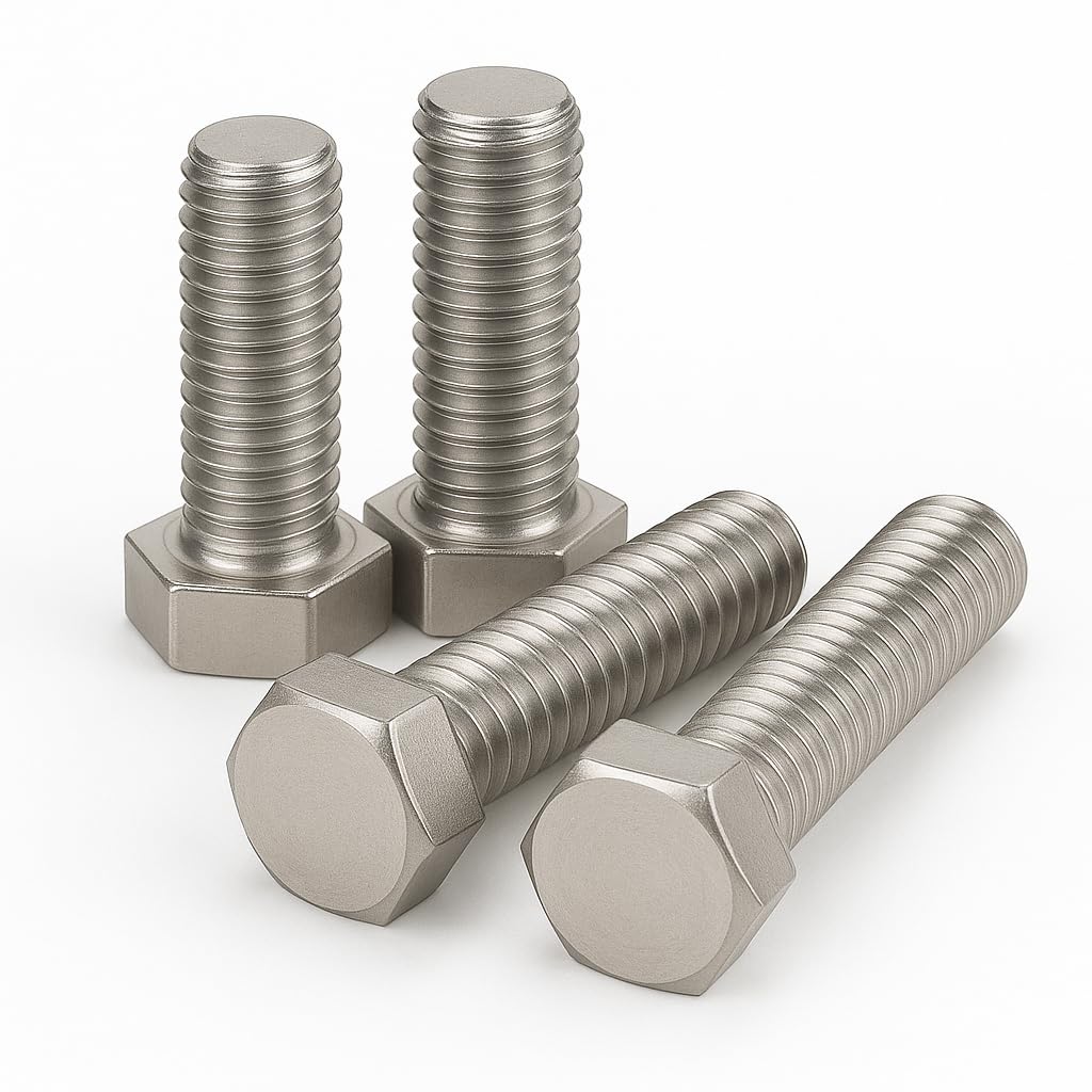 M10 Bolts, M10 x 25mm Hex Head Cap Screws (4pk) - A2 Stainless Steel, Fully Threaded Hex Head Cap Screws For Construction, Automotive, Machinery (4pk)
