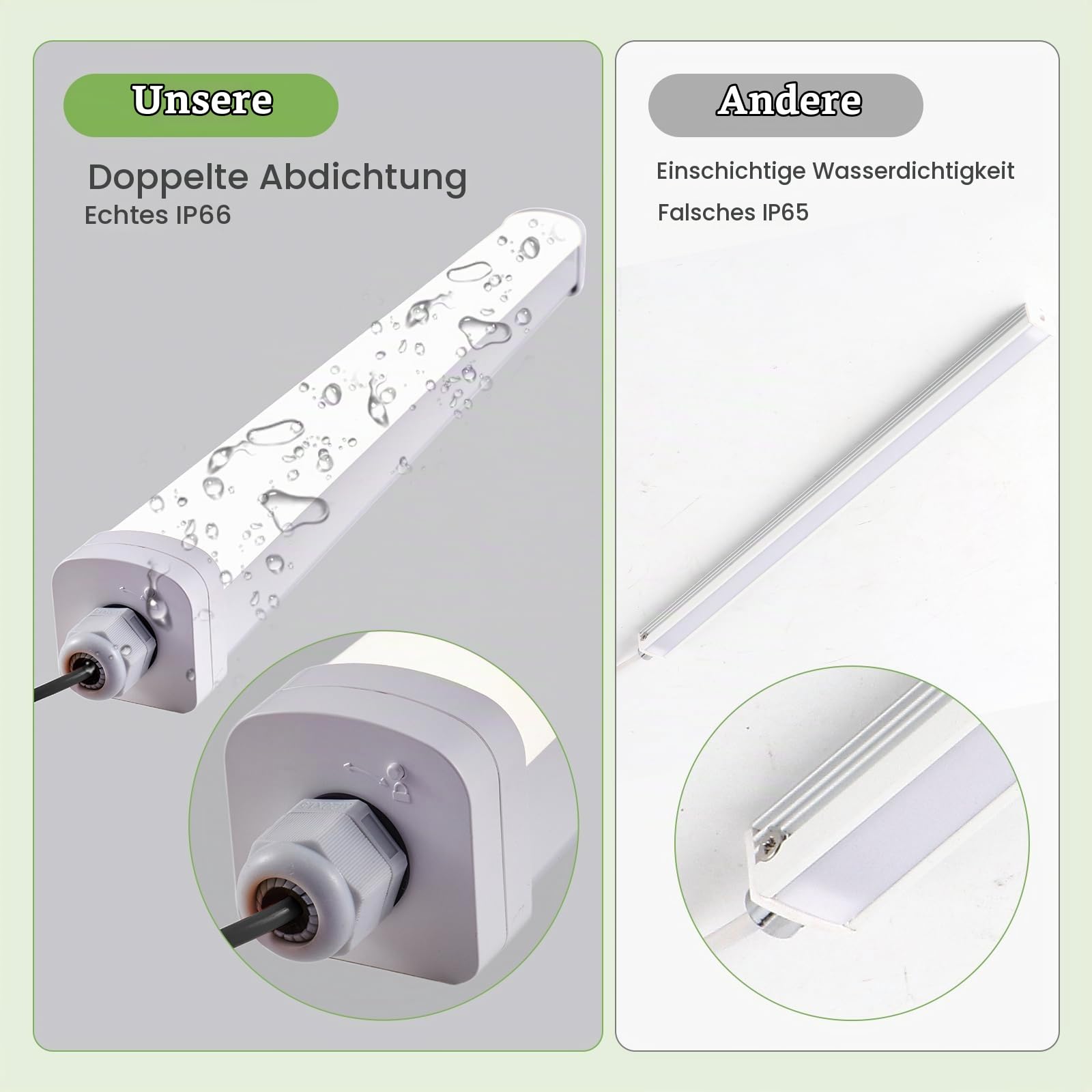 LEZOE LED Feuchtraumleuchte 120CM mit Bewegungsmelder IP66, 30W 4200Lumen (140Lm/W) Sensor LED Bürodeckenleuchte Röhre, Wasserdicht Wannenleuchte für Bad Lager Keller Garage Werkstatt Küche 4000K