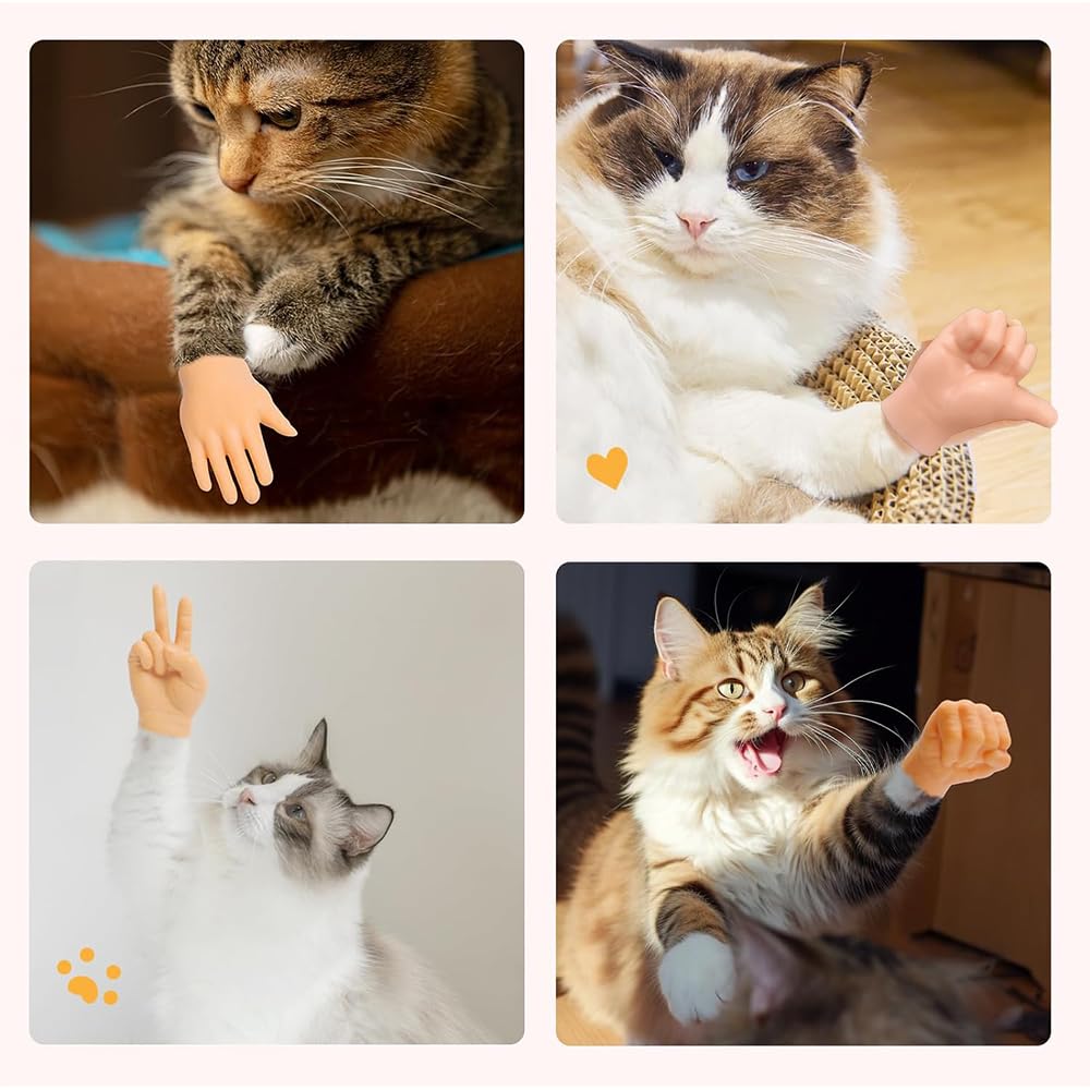 10 mini manos para gatos, manos pequeñas plegadas, mini marionetas realistas para espectáculo de marionetas, rendimiento de mordaza, divertidas manos de goma elástica para gatos y cachorros