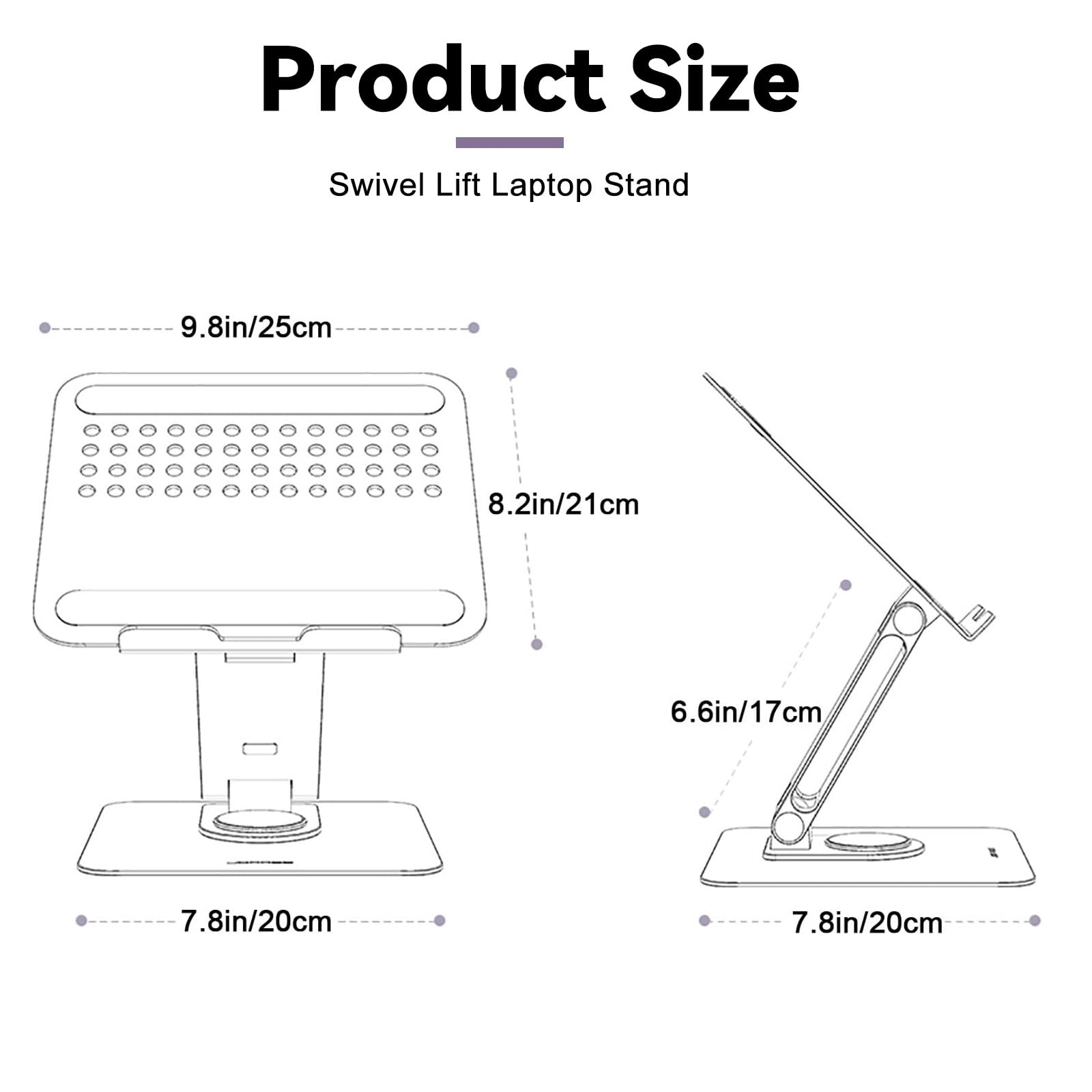 Supporto PC Portatile Scrivania, Porta PC 360 Girevole Alluminio | Supporto Notebook Regolabile Ergonomico, Alzata Computer Portatile Per Scrivania Tablet 25- 45cm(Silver)