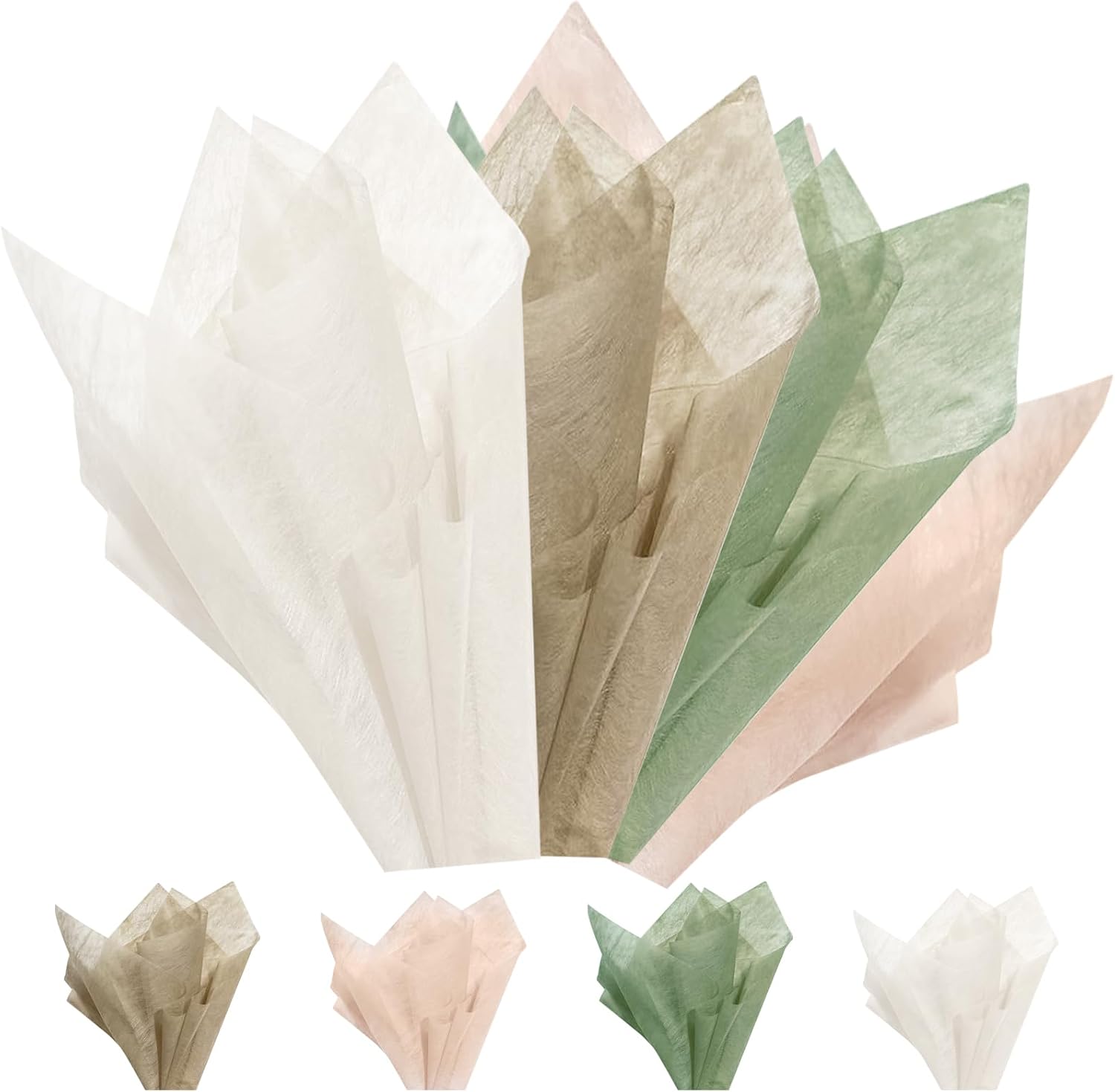 LLBWKC 152 Sheets Flower Wrapping Papers, Korean Cotton Wrapping Flower Paper, Non-Woven Floral Wrapping Paper, Waterproof Flower Bouquet Wrapping Papers for Florist Supplies, Gift Packaging 11.8x11.8 in (4 Color)