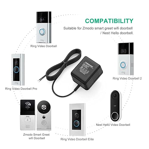 Miniatura 3 de for Ring Video Doorbell Power Supply Adapter, 24V Doorbell Transformer Compatible with Arlo, Nest Hello, Blink, Eufy, Simplisafe Video Doorbell Plug