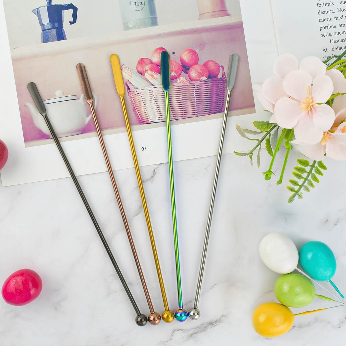 Coffee Stick Stainless Steel Swizzle Stick Reusable Metal Stir Sticks Cocktail Coffee Drink Stirrer Spoon Beverage Cocktail Stirrers Stir with Small Rectangular Paddles Stirring Bar Set(7.73inch long)