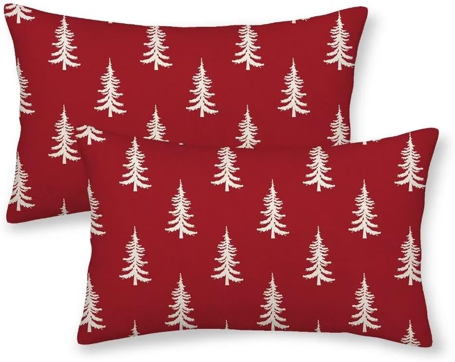 Sunshineyan Christmas Pillow Covers 12x20 Set of 2, Red
