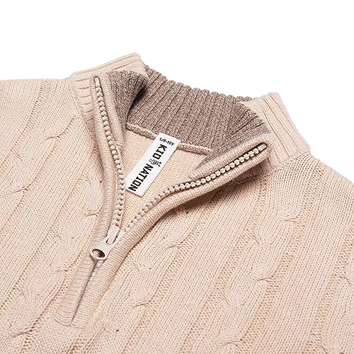 Image of Kid Nation Boys Sweater Cotton Quarter Zip Sweater Kids Cable Knit Pullover | Casual 1 /4 Zip Sweater for Child 3-14 Years (Previously Amazon Essentials)