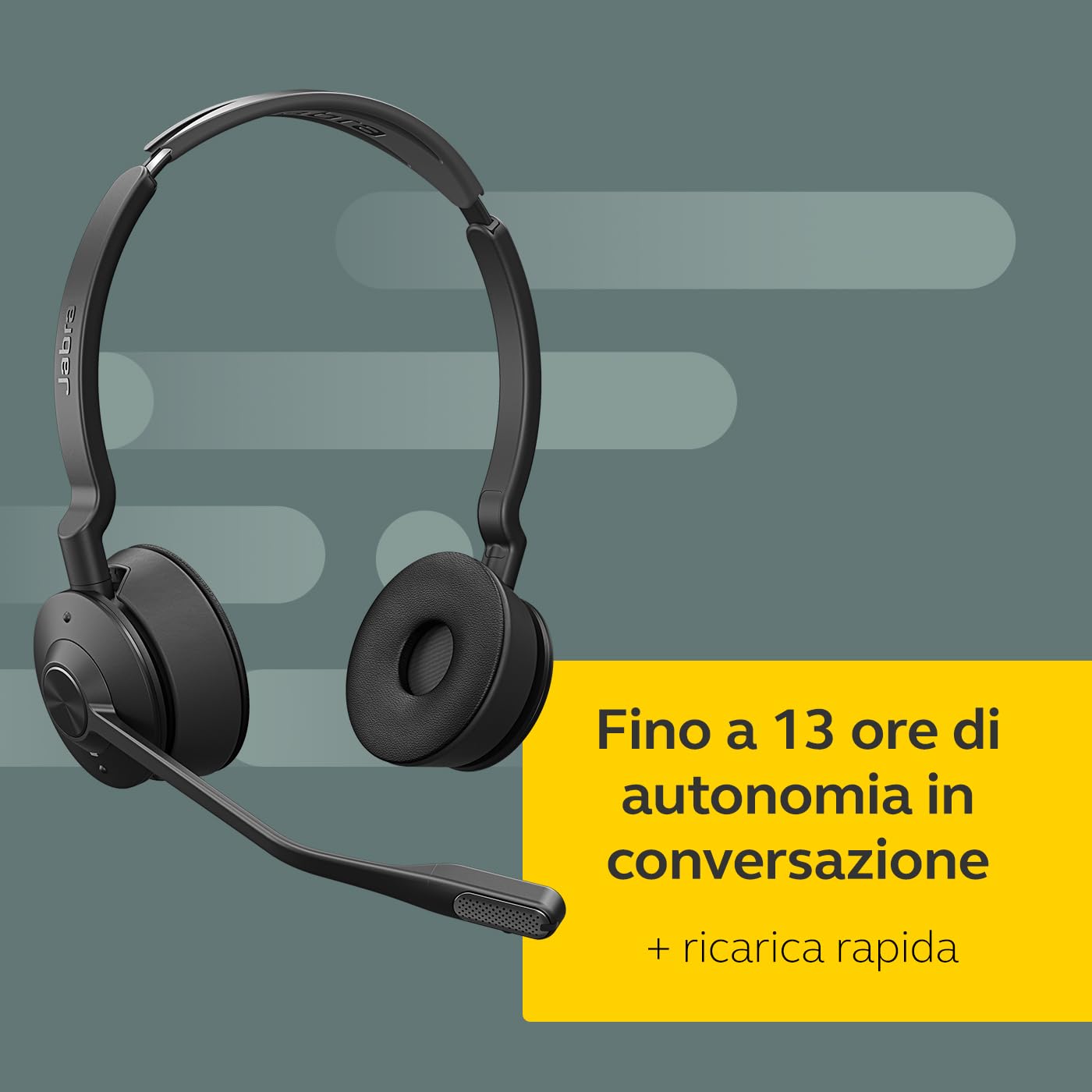 Jabra Engage 75 SE Stereo Wireless Headset Chiamate professionali, sicurezza DECT, da USB-C a USB-A, microfono avanzato a cancellazione di rumore, comfort per tutto il giorno include base, cavi - Nero