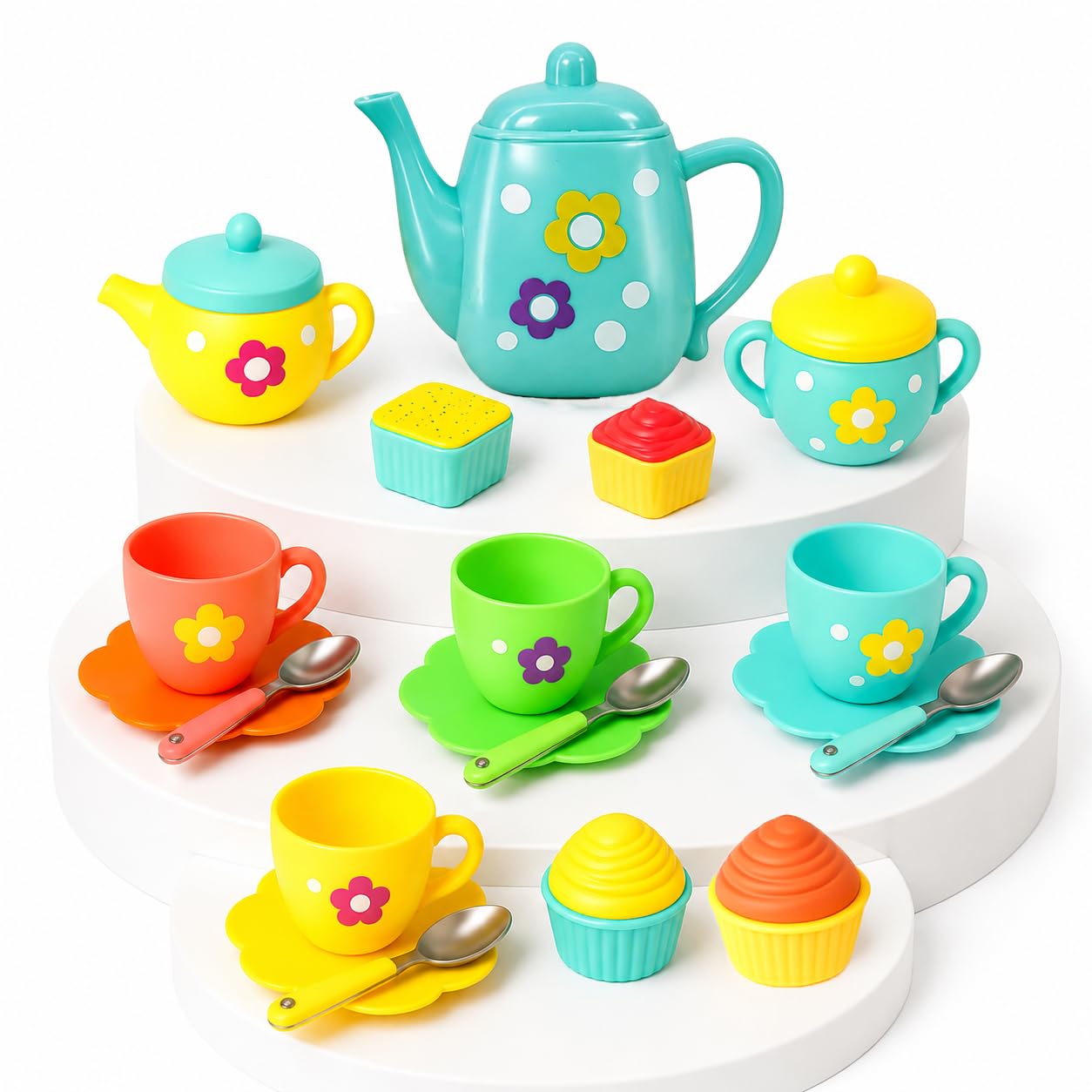 Toyana 22 PCs Kids Tea Set for Girls, Pretend Play Tea Party Playset For Children Ages 3+ Year