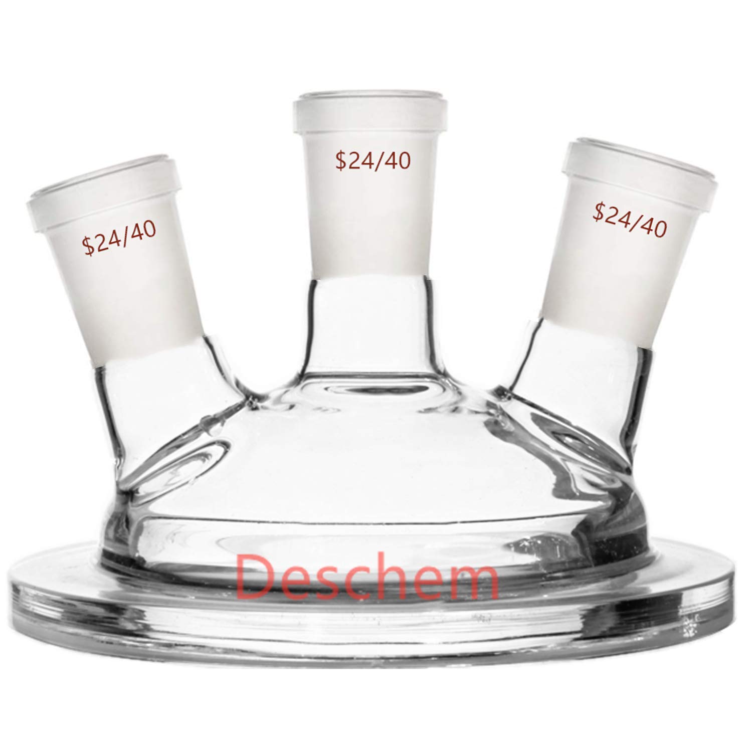 Three Necks Glass Reactor 24/40 Round Bottom Lab Reaction Kettle W/3-Neck Lid & Steel Clamp