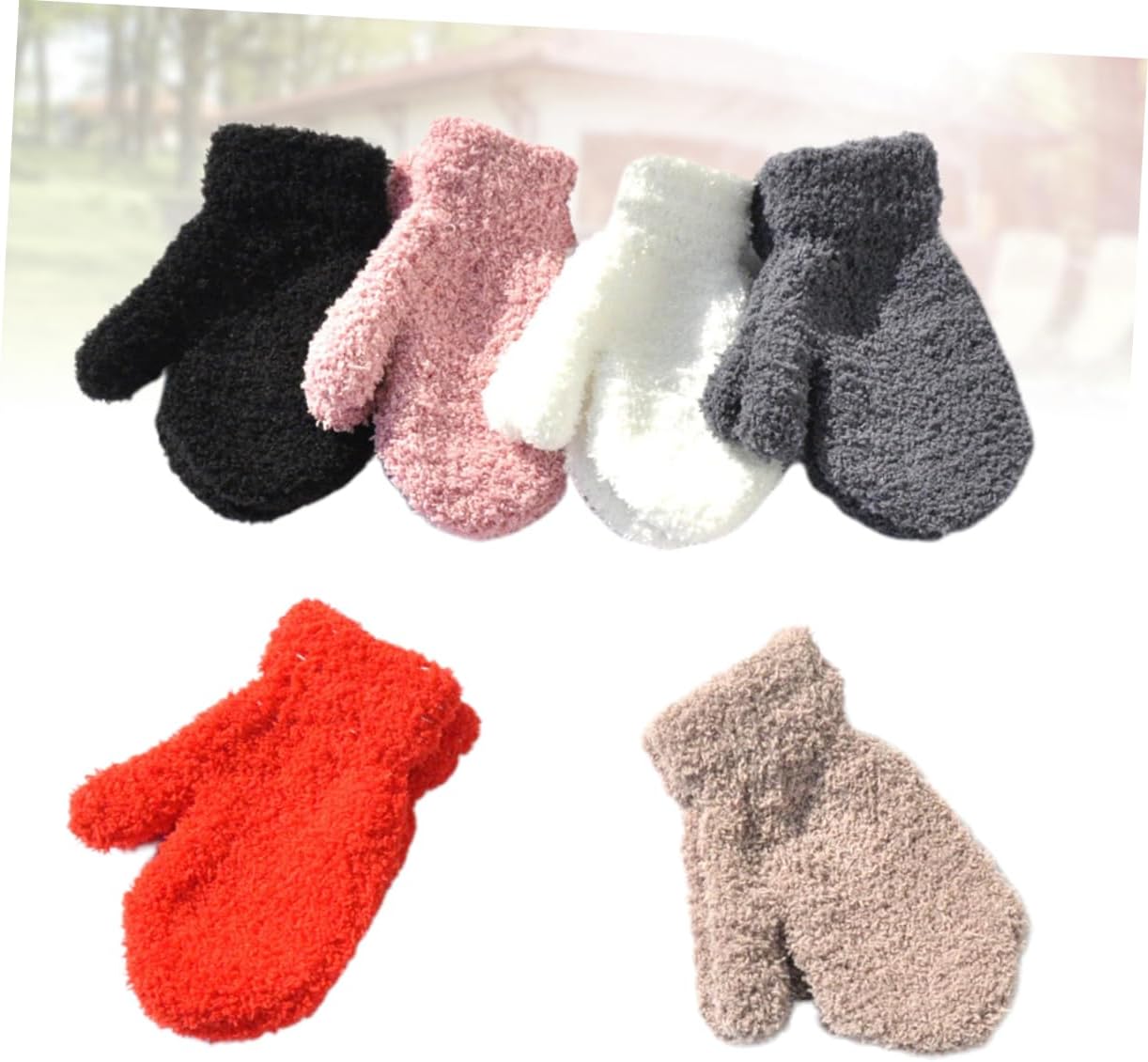Holibanna 6Pairs Winter Gloves Warm Knitted Mittens for Hand Protection Full Finger Coverage Stylish Colors for Boys for Cold Days Activities