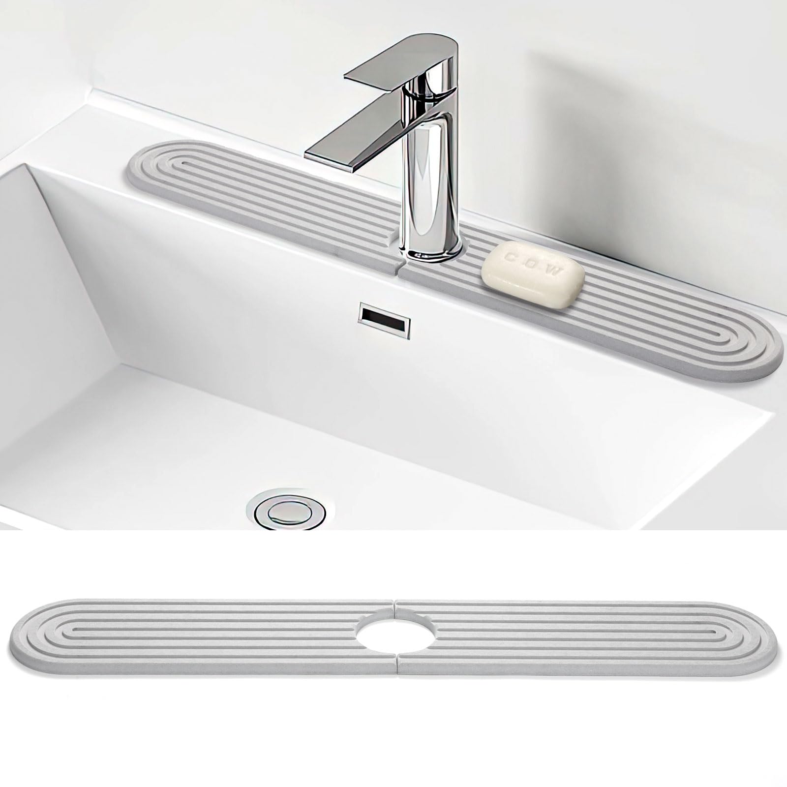 Shinowa Faucet Mat for Kitchen Sink, Diatomite Kitchen Sink Splash Guard, Quick Drying Water Stone for Kitchen Sink, Sink Splash Guard for Kitchen