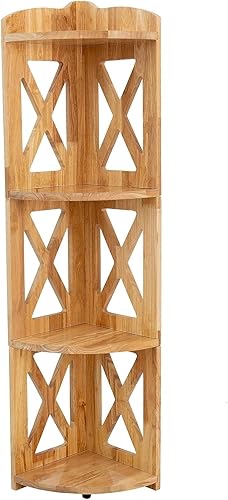Estante esquinero, estantería de esquina, estantes de esquina pequeños de madera natural, soporte para plantas, estantería de esquina para sala de
