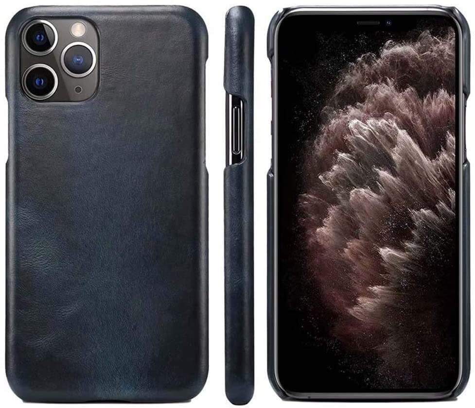 Coque iPhone 12 Pro Max en cuir rétro bleu élégant et chic