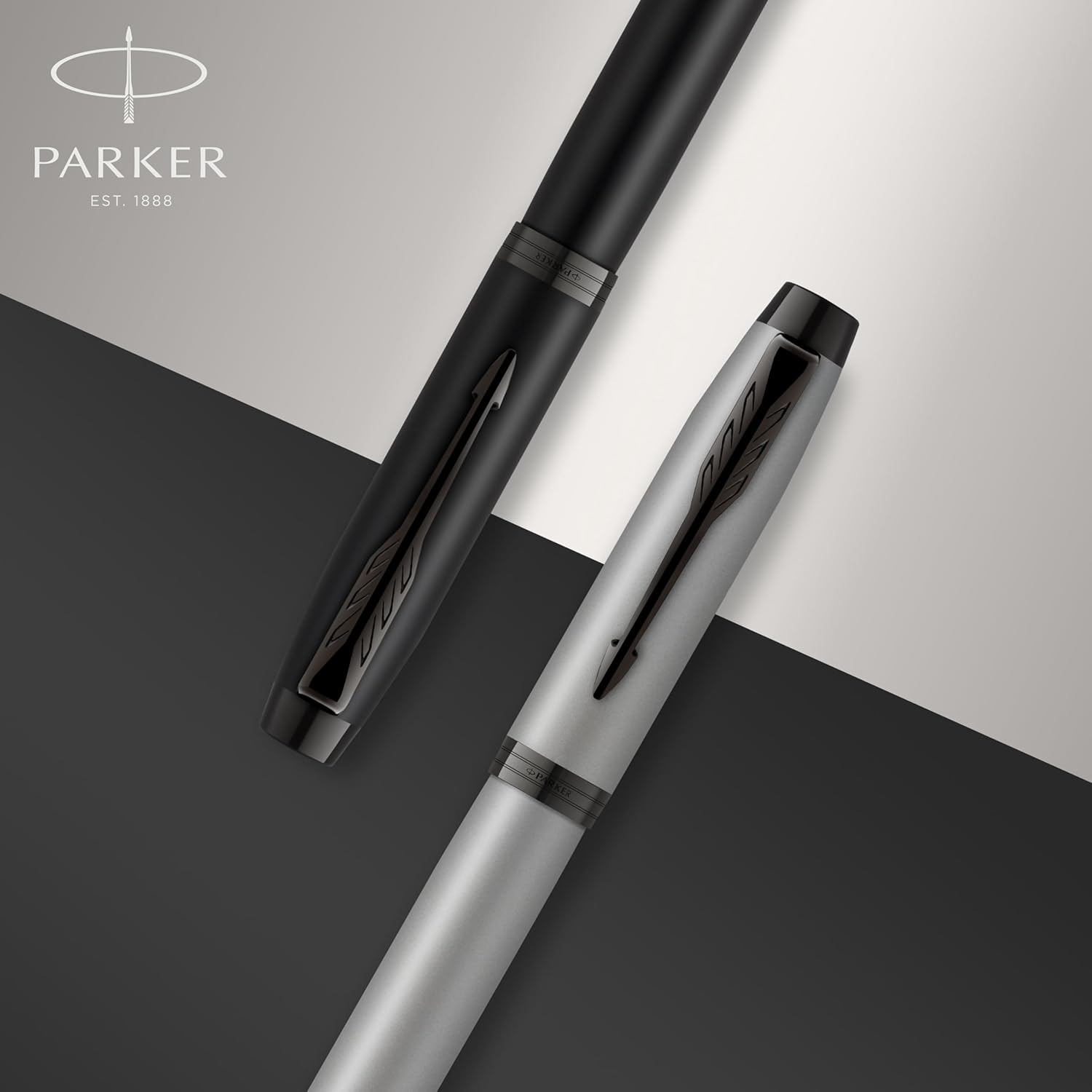 Parker IM Fountain Pen, Matte Black, Black Trim, Medium Point, Blue Ink Cartridge, Gift Box - Perfect for Calligraphy and Artistic Writing