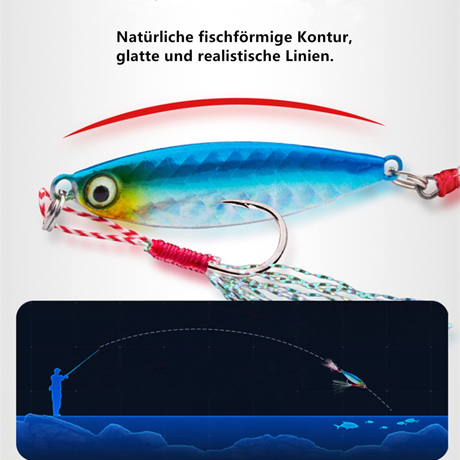 Lot De 5 Leurres Pêche Cuillères Métal Avec Plume - Jigs Pour Brochet, Sandre, Perche Et Truite
