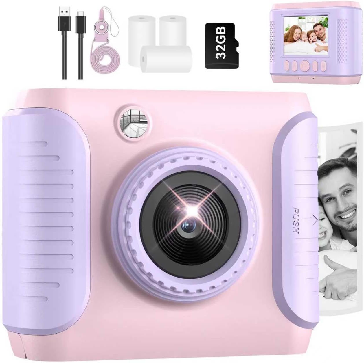Instant Print Camera for Kids,2.4 Inch Screen Kids Instant Cameras,Christmas Birthday Gifts for Girls Age 3-12, ortable Toddler Toy for 3 4 5 6 7 8 9 10 11Year Old Girls Boys Blue