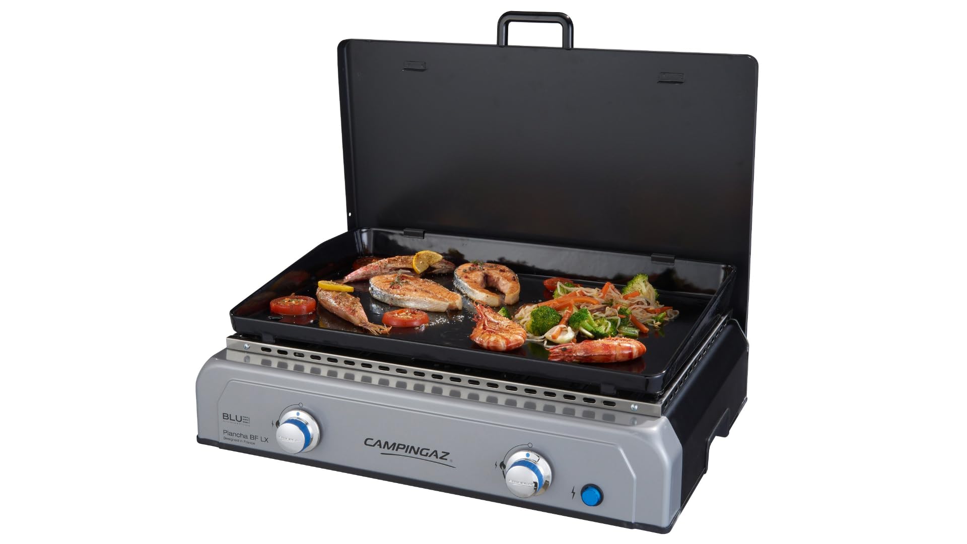 Campingaz Blue Flame LX Barbecue Gas 2 bruciatori Acciaio Griglia Tavolo BlueFlame Grigio