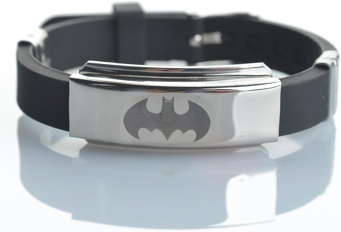 Hydia Steel Jewelry Black Batman Stainless Steel with Rubber Adjustable Bracelet