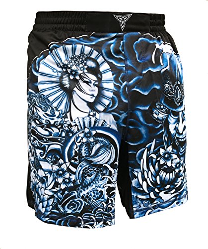 The Ronin - Masterless Samurai Tattoo Art MMA BJJ Martial Arts Wrestling Fight Shorts - Black (Youth XL: Waist 26")
