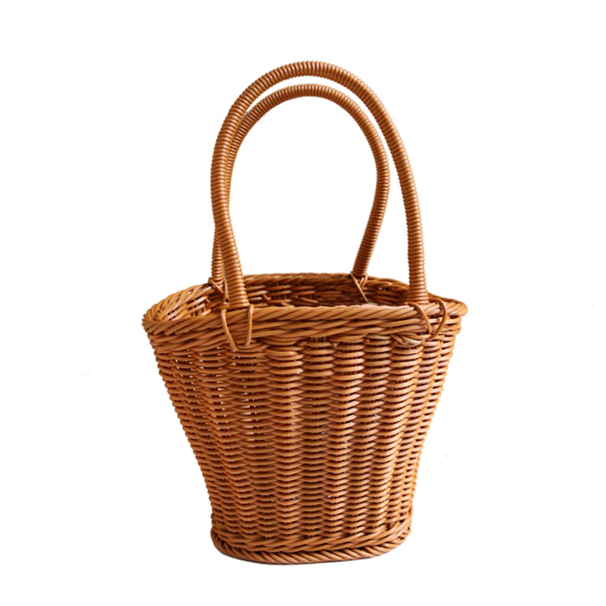 HOOTNEE 1pc Simulated Woven Basket Decorative Basket Simulation Rattan Basket Snack Storage Basket Flower Storage Basket Portable Dessert Basket