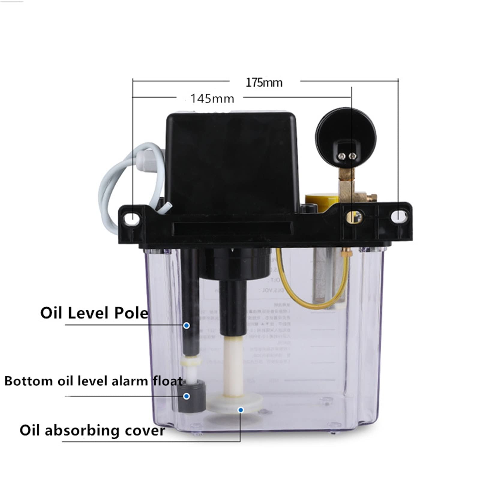 Lubricador de bomba de lubricación electromagnética Cnc, bomba de lubricante de 0,5/1/2 litros, bomba de aceite lubricante automática, inyectores de aceite(2LnoPressure gauge)