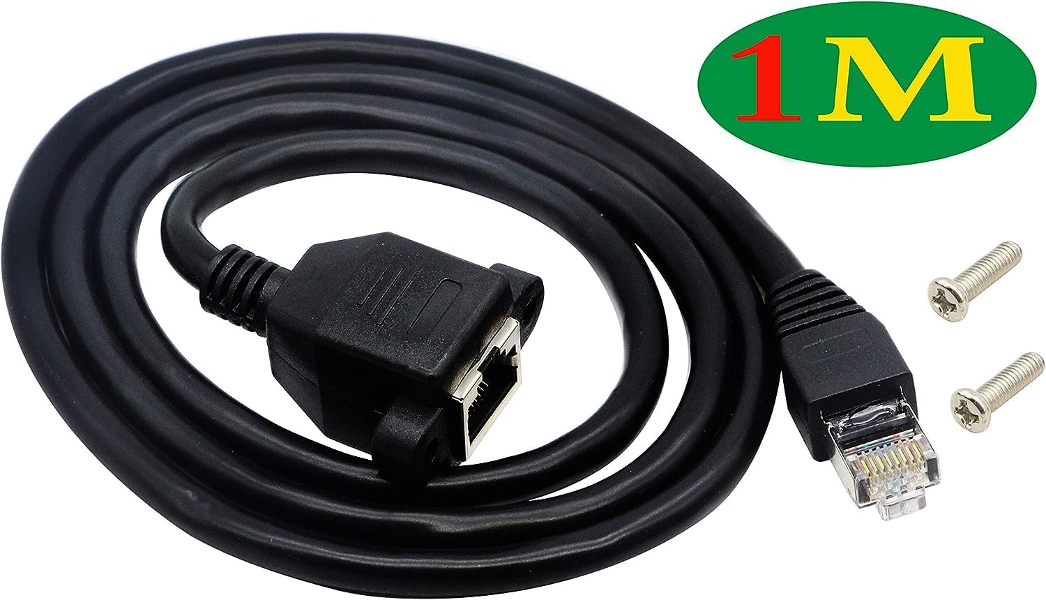 CABLESETC 90 Degree Angle Cat8 LAN Cable, RJ45 Male To Female Shielded Ethernet Network
