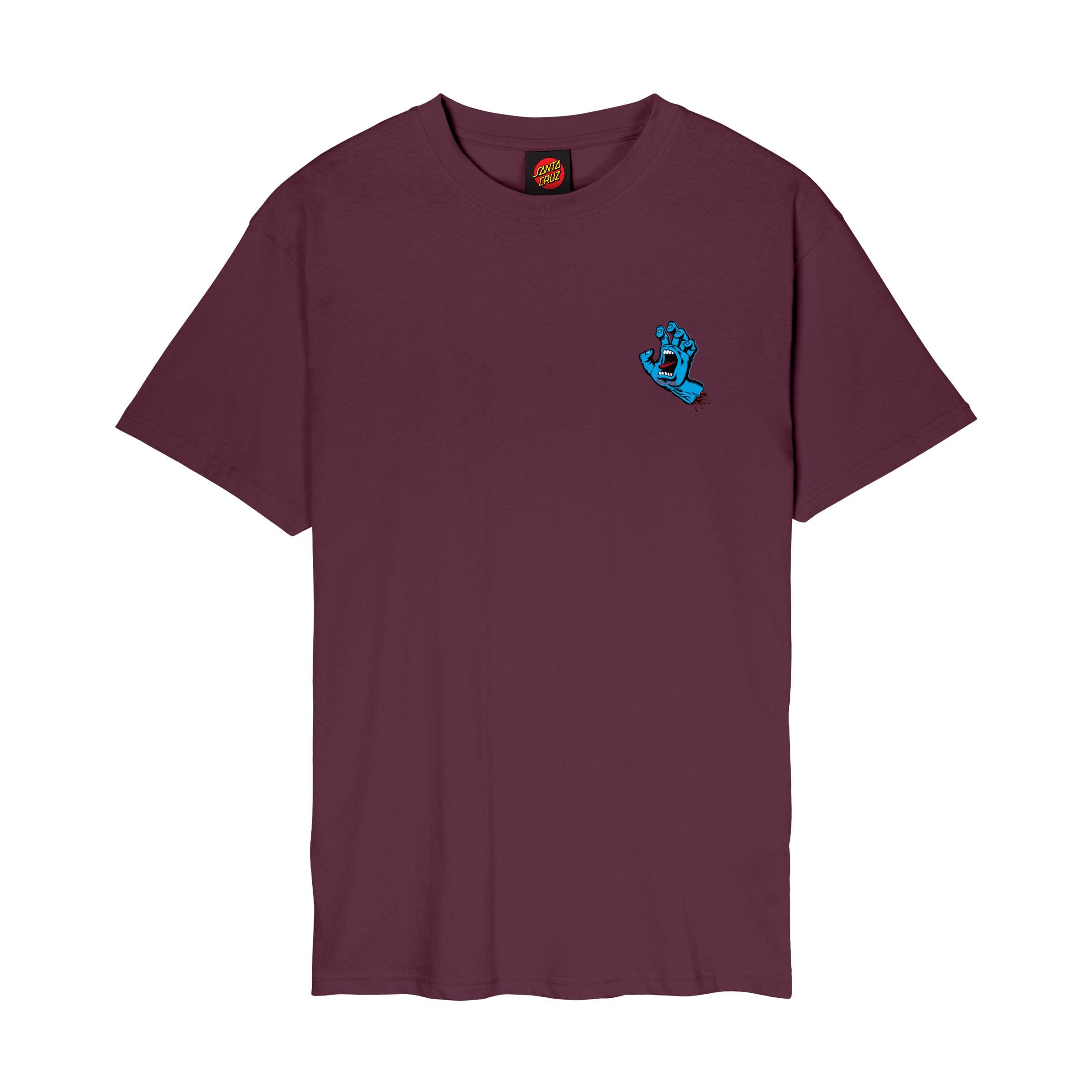 Santa Cruz Screaming Hand Chest T-Shirt (UK, Alpha, L, Regular, Regular, Dark Cherry)