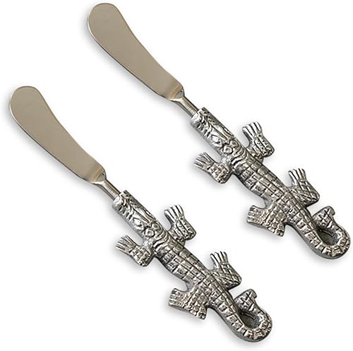 India Handicrafts 20590 - Cuchillos esparcidores de queso de cocina de acero inoxidable, tono plateado, 7 x 2, paquete de 2