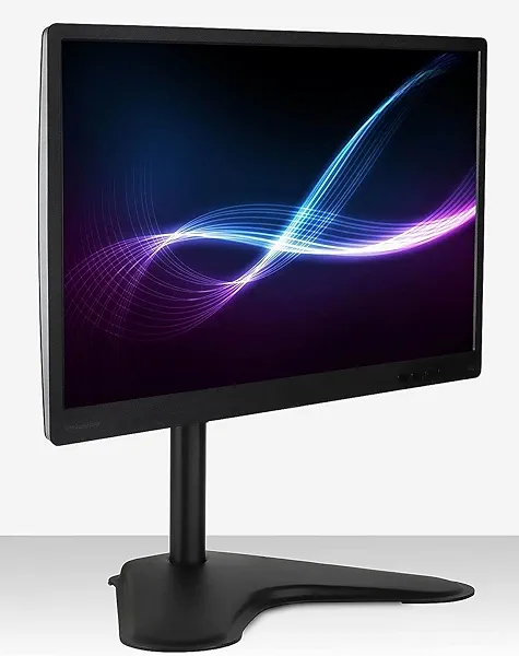 Mount-It! Single Monitor Stand, Freestanding Desk Mount for 21.5-32 Inch Screens, VESA Compatible Desk Stand with Height Adjustable, Tilt, Swivel, and Rotation Features, Sturdy Base Supports 17.6 lbs