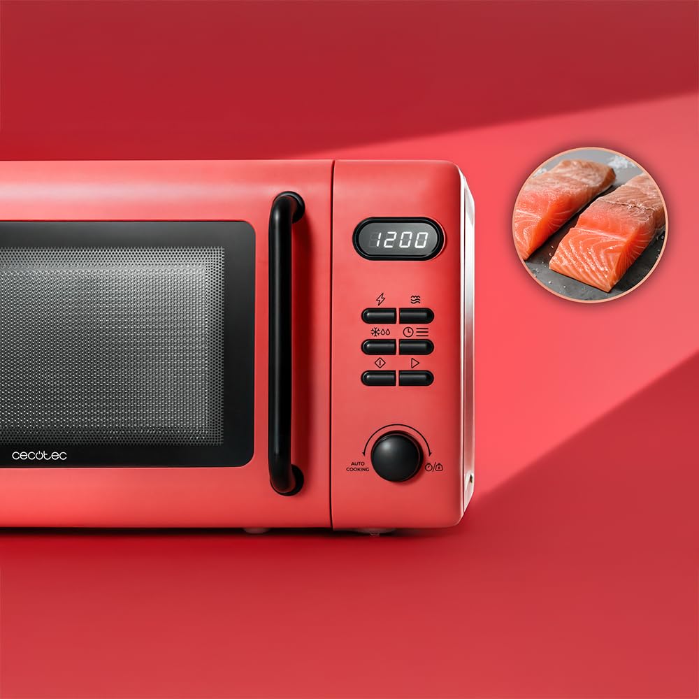 Cecotec Microondas Digital con Grill de 20L Proclean 5110 Green. 700W en 6 Niveles y Grilll de 800W, Modo Descongelación, Señal Fin de Cocción, Lámpara Interior, Temporizador 30mins, Diseño en Verde