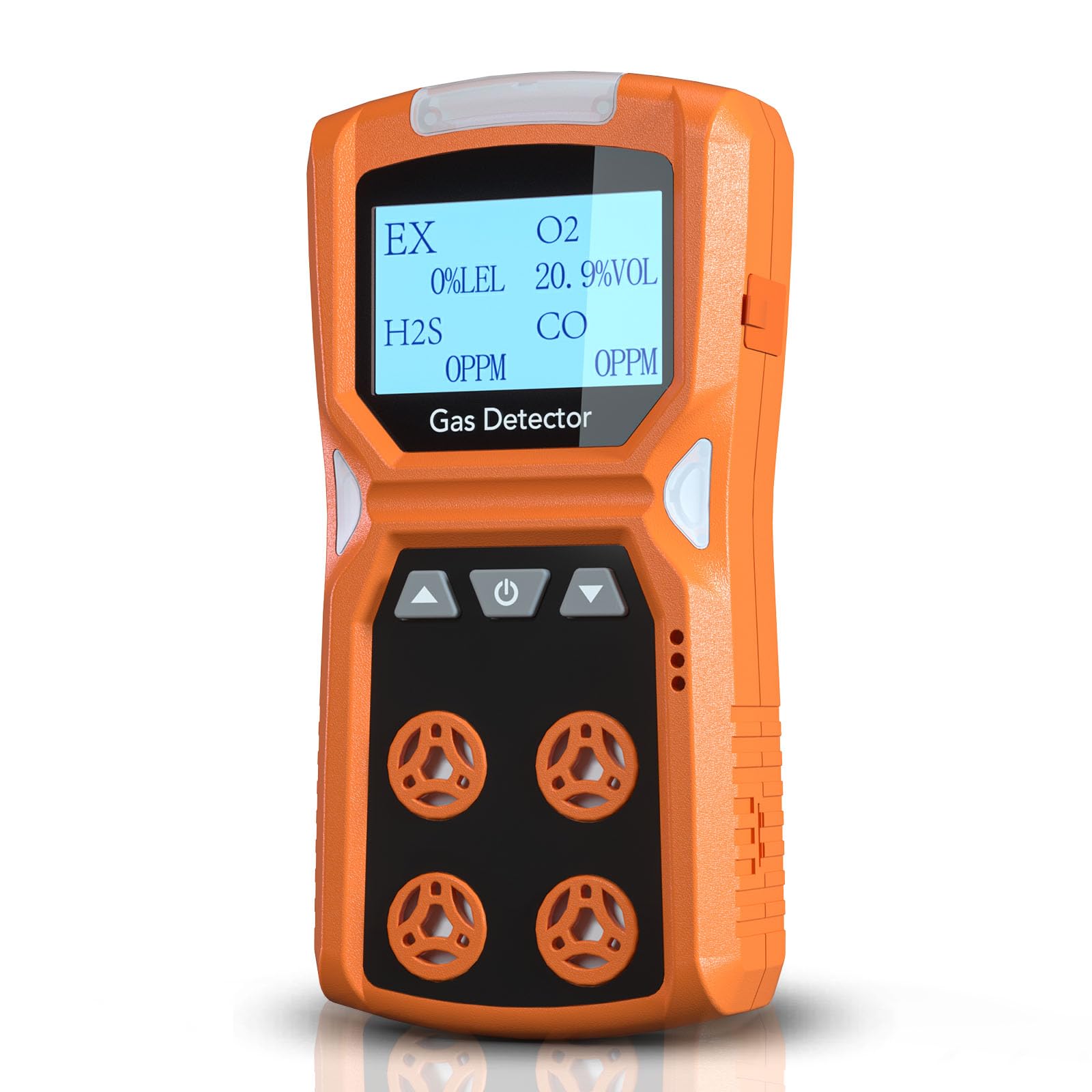 4-in-1 Gas Detector, Portable CO, H2S, O2, LEL Monitor with Vibration, Visual & Audible Alerts, Long Battery Life, Rechargeable Safety Device for Home & Workplace