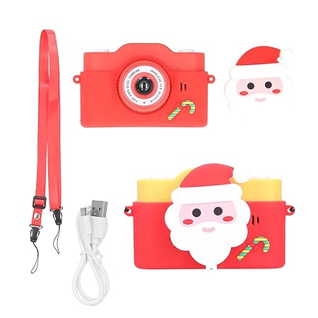Kids Selfie Camera Christmas Birthday Gifts Dual Camera Music Cartoon Santa Camera, Toddler Portable HD Digital Video Cameras Music Player with Various Color Filters, USB Rechargeable(Yellow)