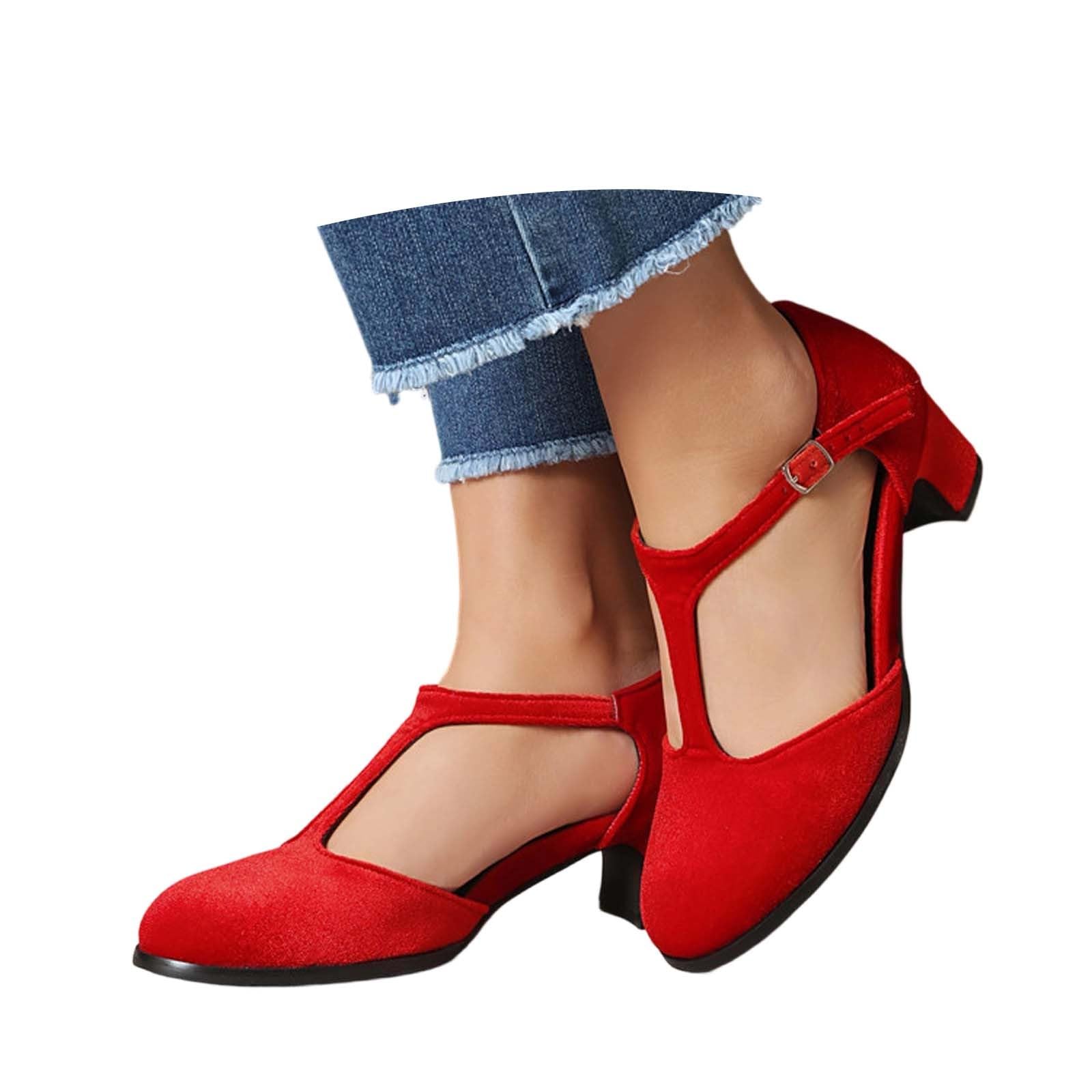 Scarpe Oktoberfest Donna Mary Jane Velluto Principessa Tacco Grosso | Scarpe Dirndl romantiche in velluto, décolleté con fibbia elegante, stile retrò bavarese per festa della birra e cerimonia