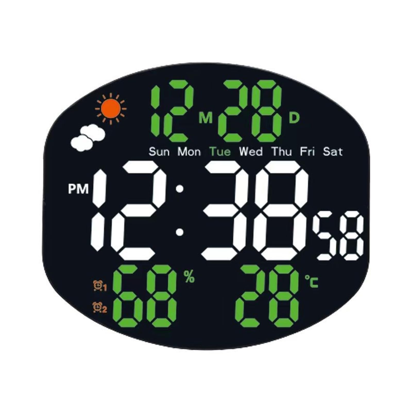 Horloge murale numérique avec télécommande grand écran LED et thermomètre dateur moderne