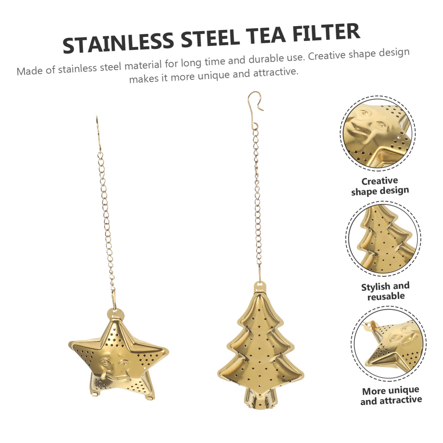 2 Infusores de Té de Acero Inoxidable con Diseño Innovador y Cadena, Fáciles de Limpiar, para Hierbas y Especias, Paquete de 2 Piezas Ideales para Preparar Té Estilo Aleatorio