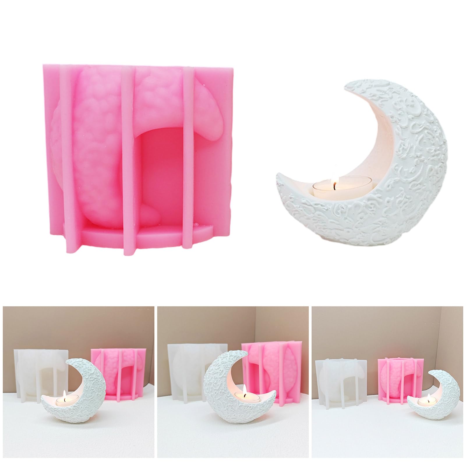 Molde de silicona para manualidades con forma de luna de moho, pequeñas formas de botones de flores, adecuado para bodas y exposiciones