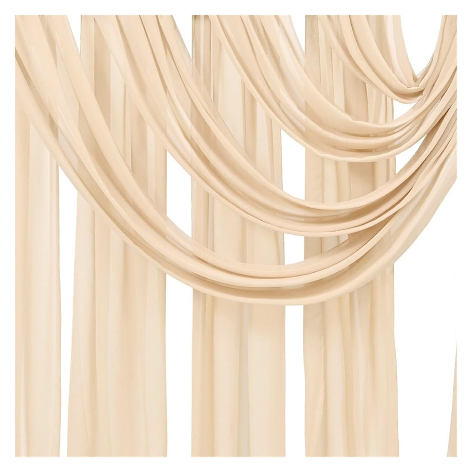 Panneaux De Rideaux De Plafond Rideaux de Plafond en Tissu for Arc Mariage, Rideaux Transparents, draperie Voile, décoration for fête, cérémonie, scène Swag(1PC Beige,W150XH1000CM)