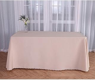 Tovaglia rettangolare in poliestere lavabile, antimacchia e antipiega, lavabile, per tavolo da pranzo, per feste, vacanze, interni ed esterni, 140 x 180 cm, colore: champagne