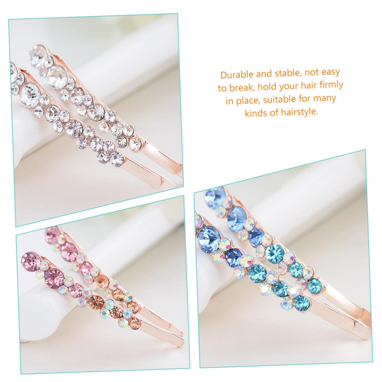 FRCOLOR 30stücke Teiliges Glitzernde Haarnadeln Mit Strass Für Damen Shiny Bobby Pins Für Hochzeiten Partys Und Besondere Anlässe Stilvolle Haarschmuck-accessoires Weiß Blau Rosa Und