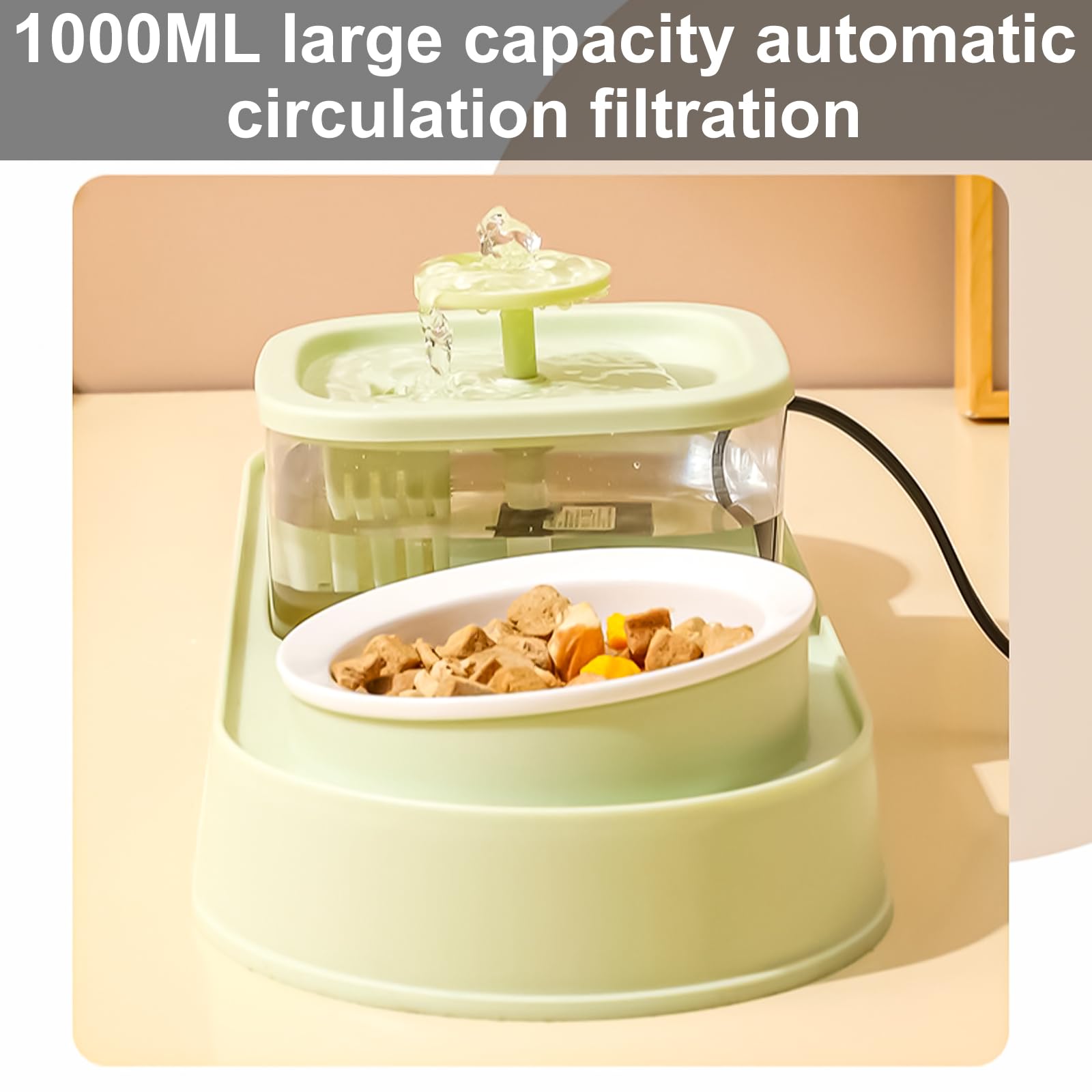Distributeur d'eau pour chat - Double gamelle - Distributeur d'eau électrique - Fournitures d'alimentation en eau