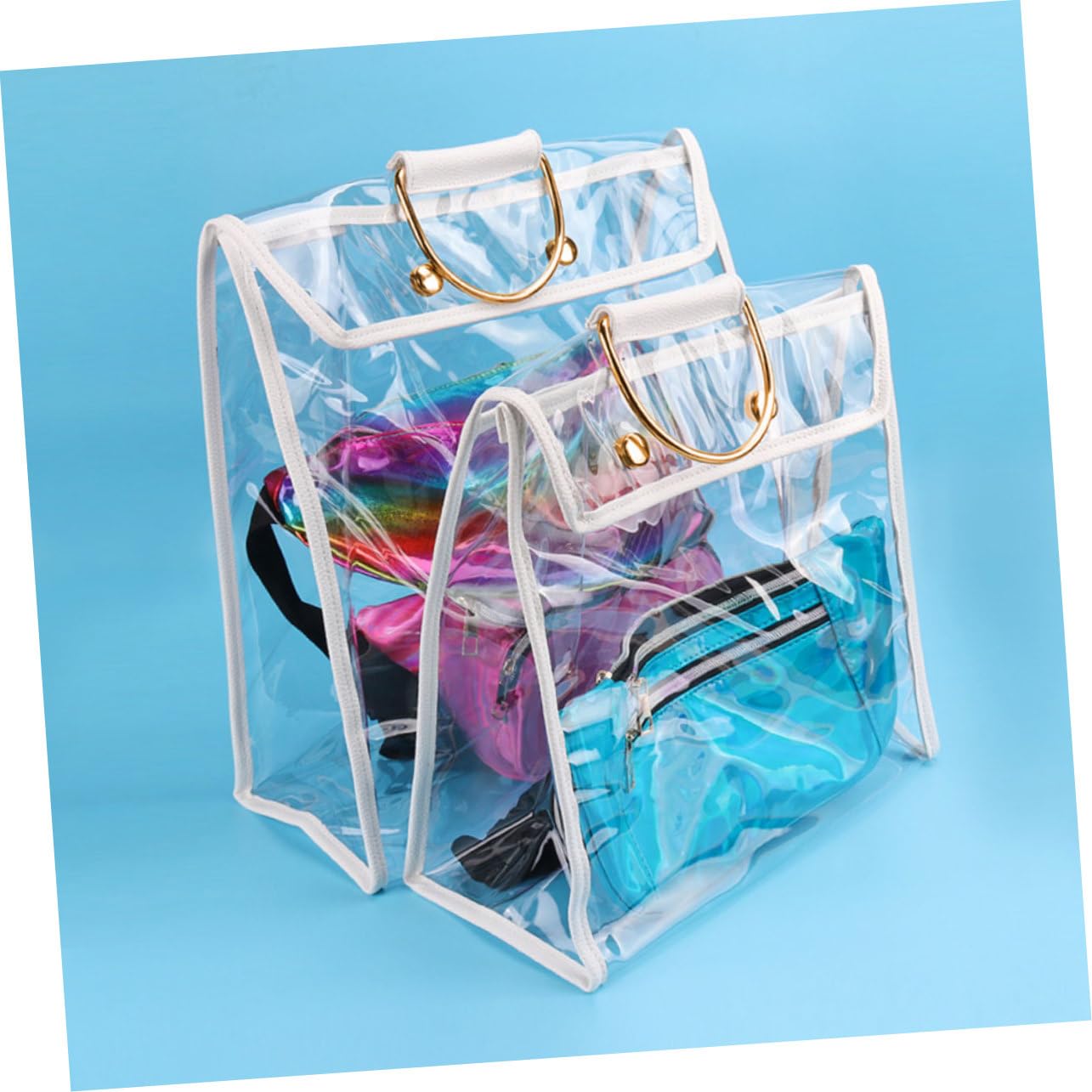 VALICLUD Organizador de Puerta Colgante para Bolsos de PVC, Transparente, 2 Piezas, Almacenamiento para Armario y Guardado Visible de Mantas y Mochilas | Armario, Dormitorio y Baño, Diseño Visible, Apto para Bolso de Mano y Mochilas
