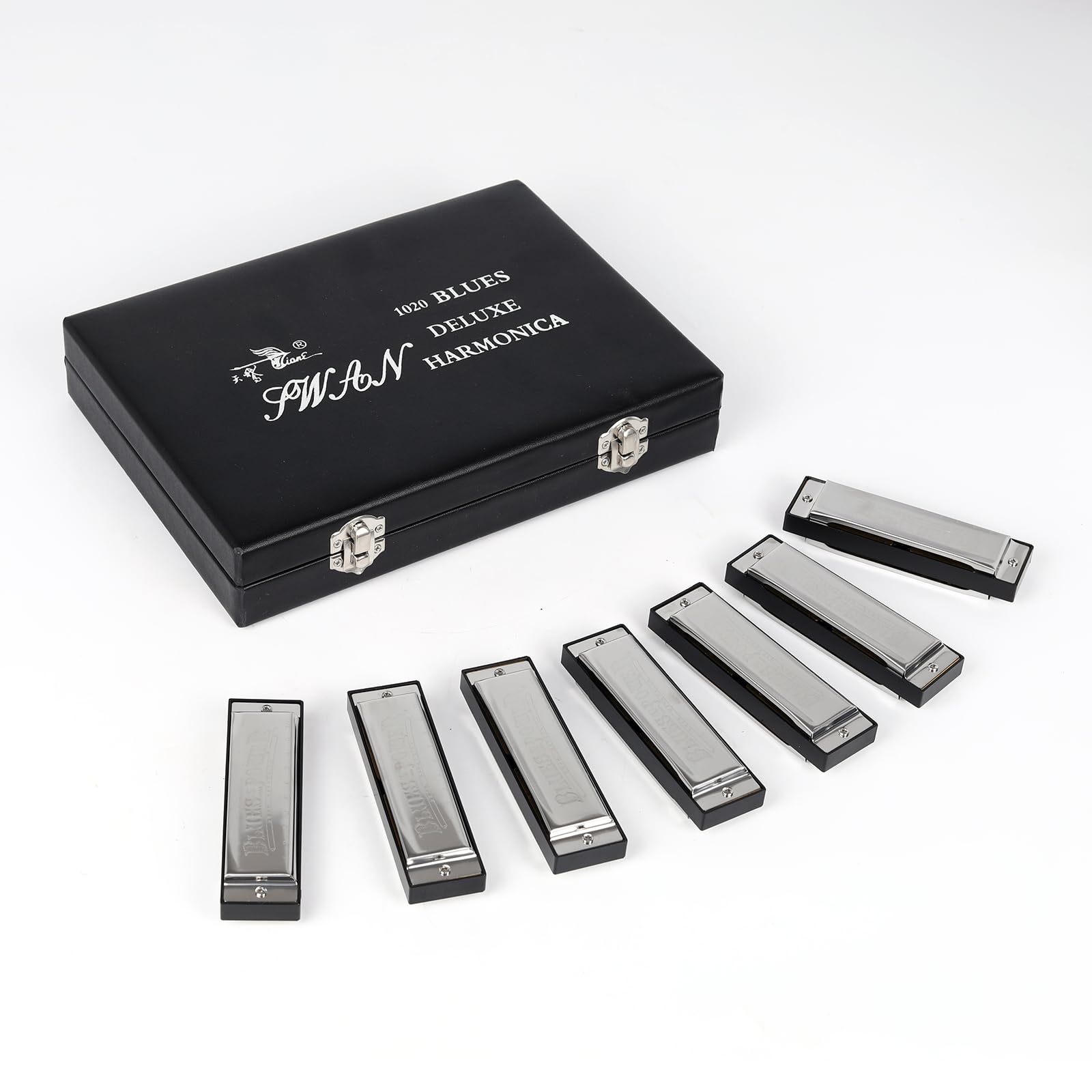 Swan Harmonica - Juego de armónica de 10 agujeros, 7/12 tonos, caja de regalo, armónica para principiantes y adultos (juego de 7 tonos)