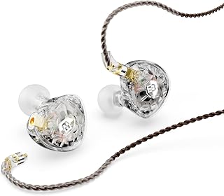 BASN ASONE 14.2mm Planar Driver in-Ear Monitors Earphone with Two Detachable MMCX Cables for Musicians Drummers Bass Players Singers(Crystal)