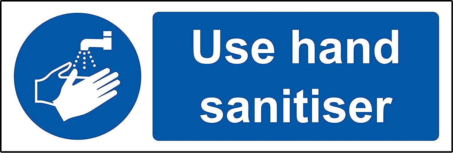Use hand sanitiser Safety sign - 1.2mm Rigid plastic 150mm x 50mm