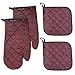 LEFUNDA® Ofenhandschuhe Topflappen 4er Set, Hitzebeständige Topfhandschuhe Baumwolle, Grillhandschuhe, Ofen Handschuhe zum Backen, Kochen, Grillen BBQ Kochhandschuhe Oven Mitts, Backhandschuhe (Rot)