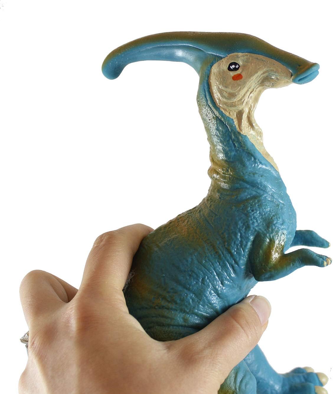 Curious Minds Busy Bags 1 Large Soft-Feel Dinosaur Toy - 12" Long Safe, Flexible, Soft, Big Parasaurolophus Dinosaur Figurine - No Sharp Edges - Lightweight - Dinosaur Lover Gift