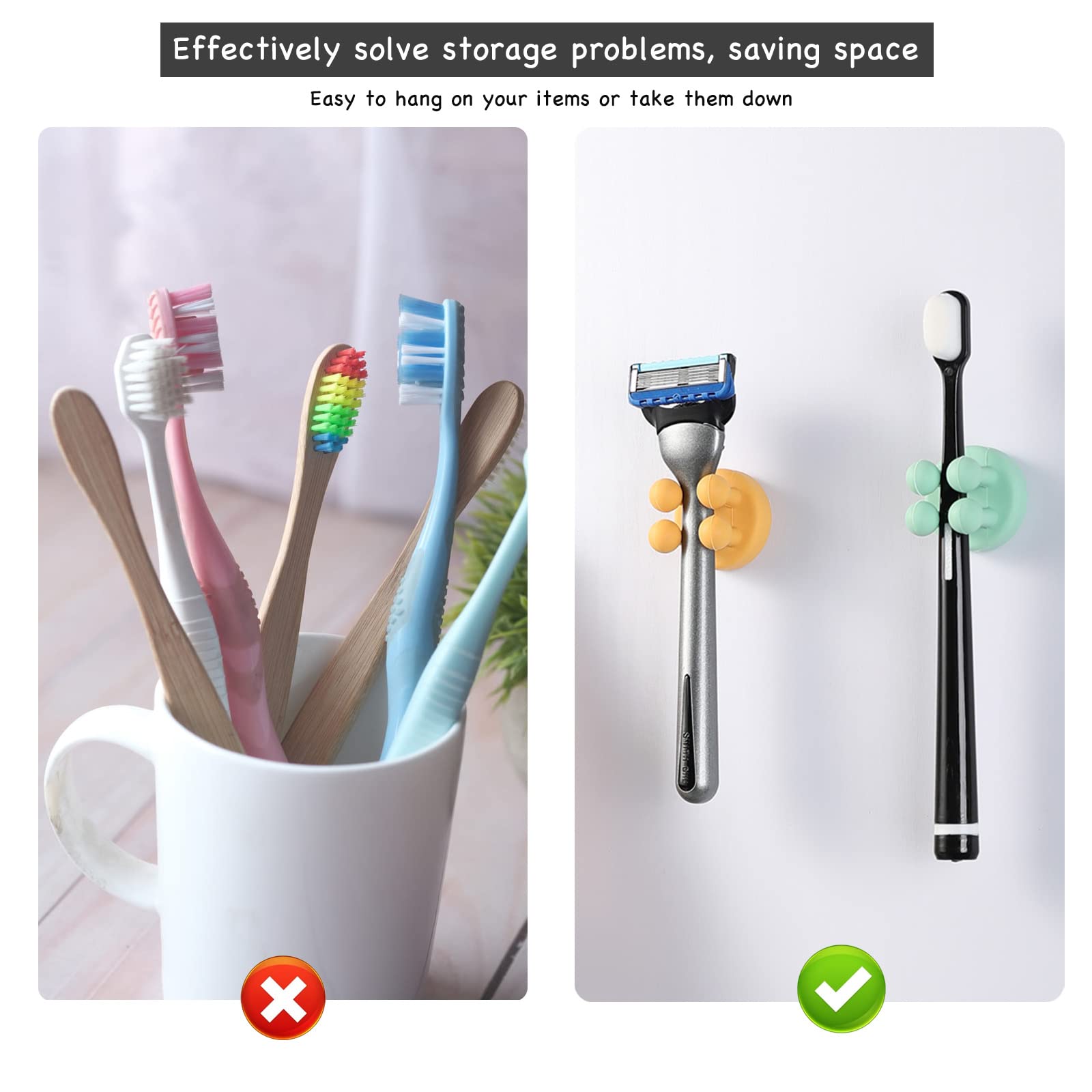 IBetterLife 6 Portaspazzolini Da Parete Autoadesivi In Silicone – Per Rasoi, Spazzole, Asciugamani E Chiavi – Per Bagno E Cucina